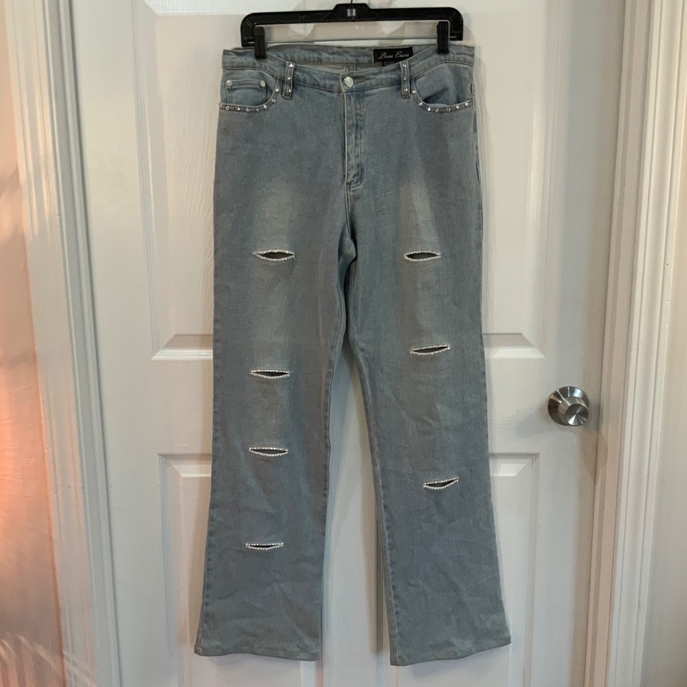 LANA ERICA RHINESTONE CUT OUT JEANS SIZE 10